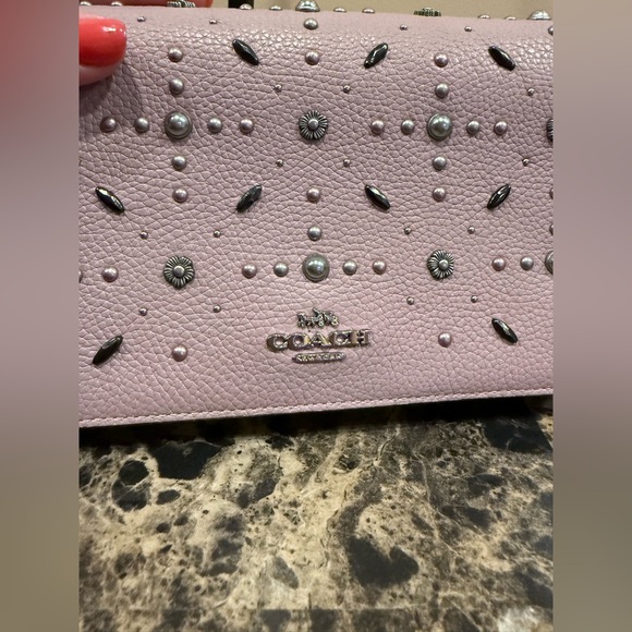 Coach Callie Foldover Crossbody Clutch with Tea Rose Rivets & Pearls - Picture 16 of 16